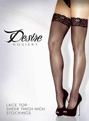 Lace Top Sheer Thigh High Stockings - 100ST - 1X
